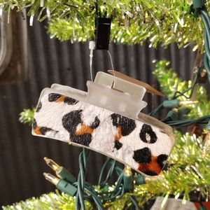 Genuine Leather Hair on Hide Claw Clip